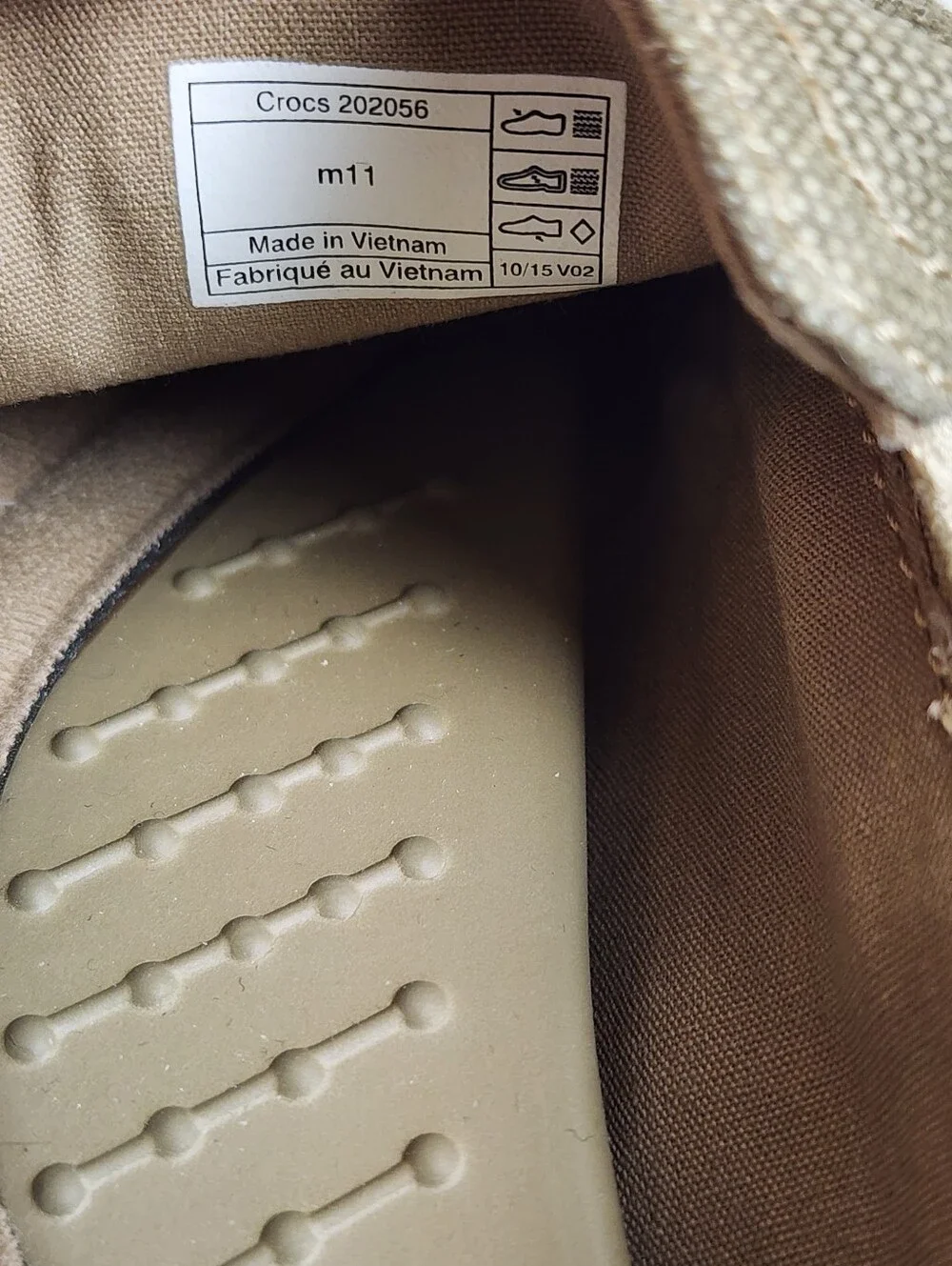 Crocs Santa Cruz Canvas Slip-On Loafers Men's Size 11 Khaki Tan Style 202056